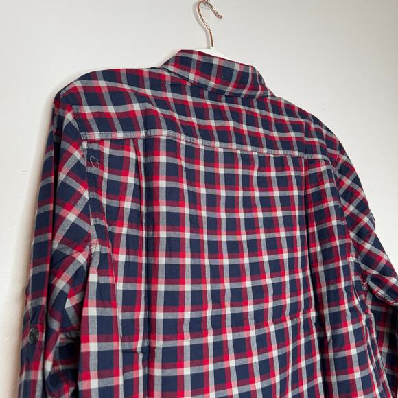 Alesbury Long Sleeve Button Up Shirt Navy Red Check Cotton NWT Size Large - Picture 6 of 8